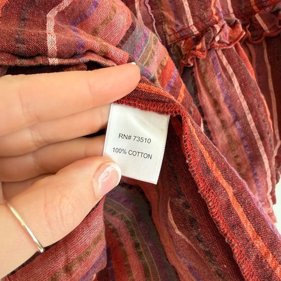 Ivy Jane Women’s Multi Striped Tier Top Feminine Flowy Button Up Back Size Large - Picture 5 of 6